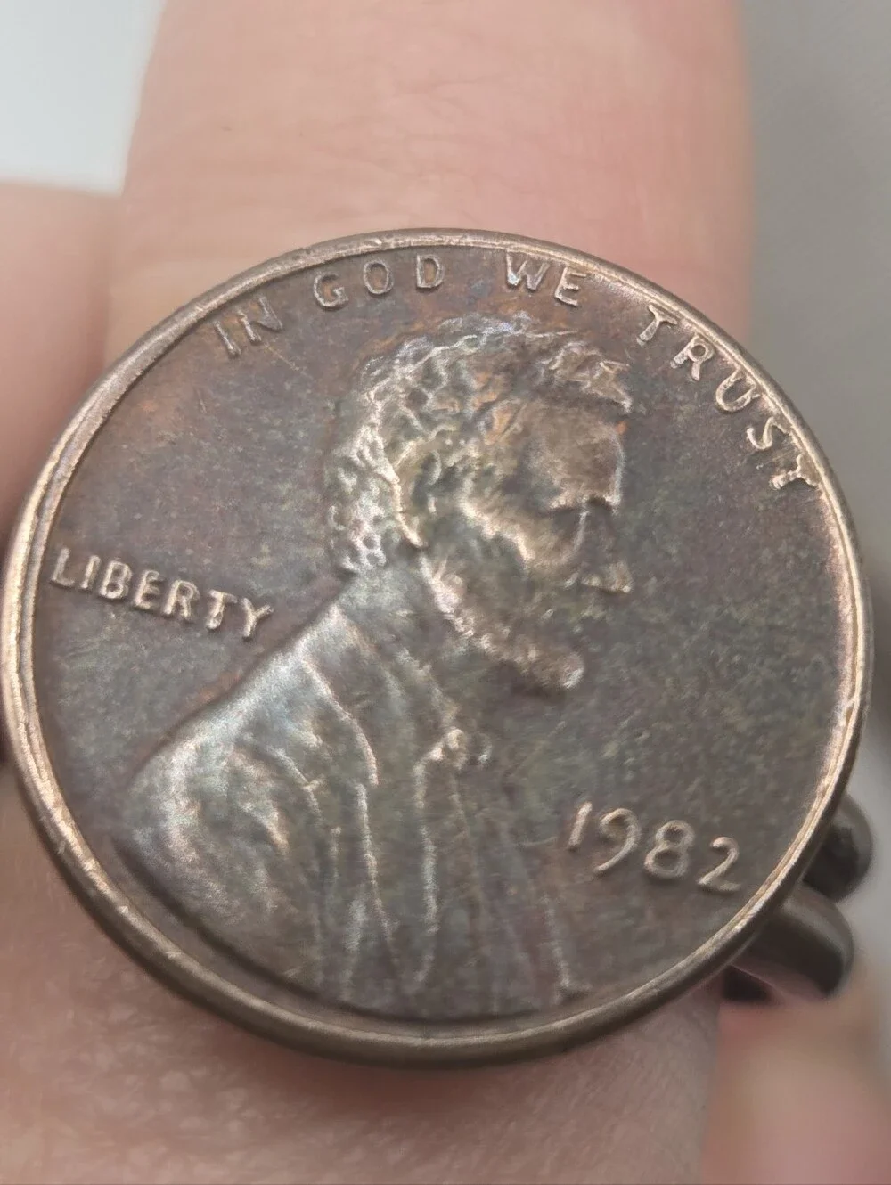 Vintage 1982 Coin Copper Penny Ring Handmade Nostalgic Retro Eclectic Gift